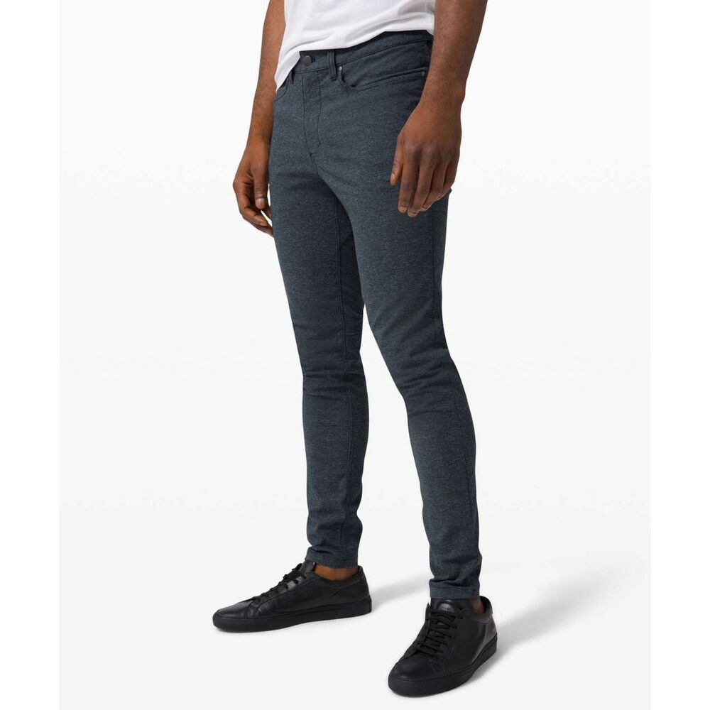 Lululemon ABC Skinny Tech Canvas Heathered Deep Navy Pants Men's Size 32